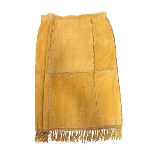 Selene Sport Vintage Suede Leather Fringe Skirt Plus Size 22/24 Western Boho